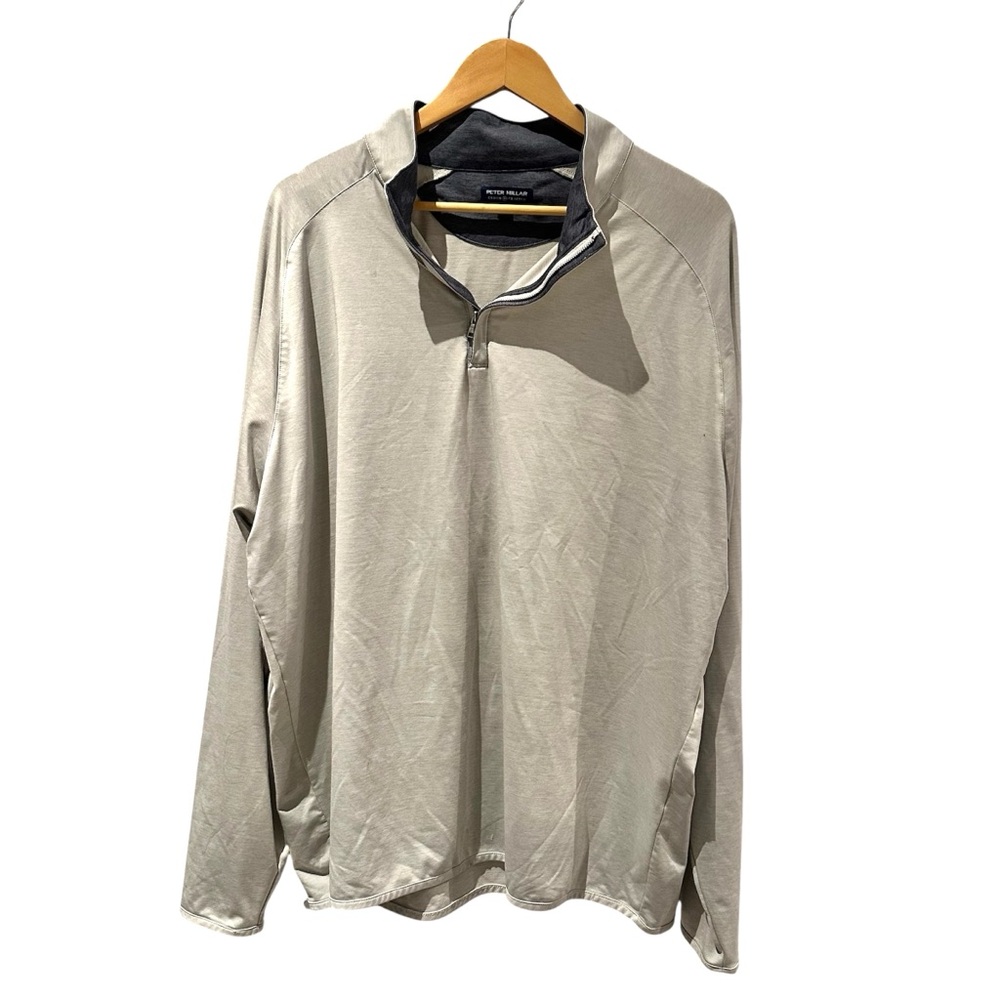 Peter Millar E4 Wicking Mens XXL‎ Light Gray Performance 1/4 Zip Pullover Golf